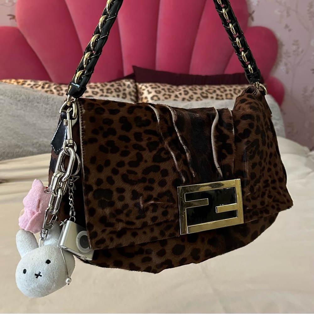 *SOLD* Fendi Leopard Print Mia Flap Bag - Vintage